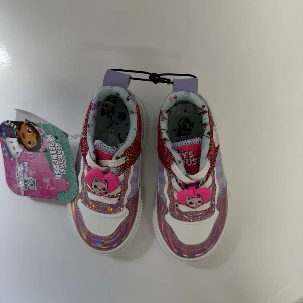 Girls Toddler Size 5 Gabbys Dollhouse Tennis Shoes NWT Sparkling Pink And White